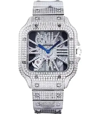 Cartier Santos Skeleton Iced Out