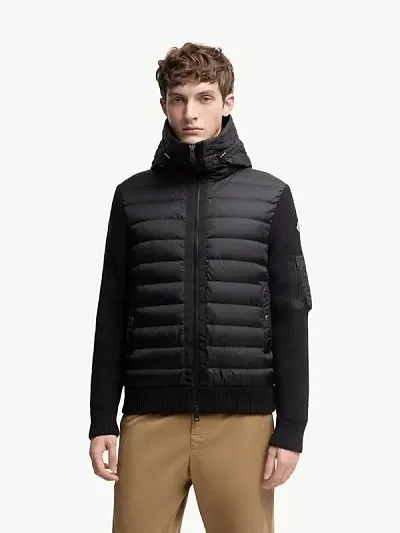 Moncler Navy Blue Padded Zip-Up Cardigan