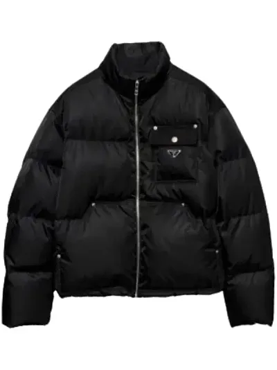 Prada Cropped Triangle-Logo Padded Jacket